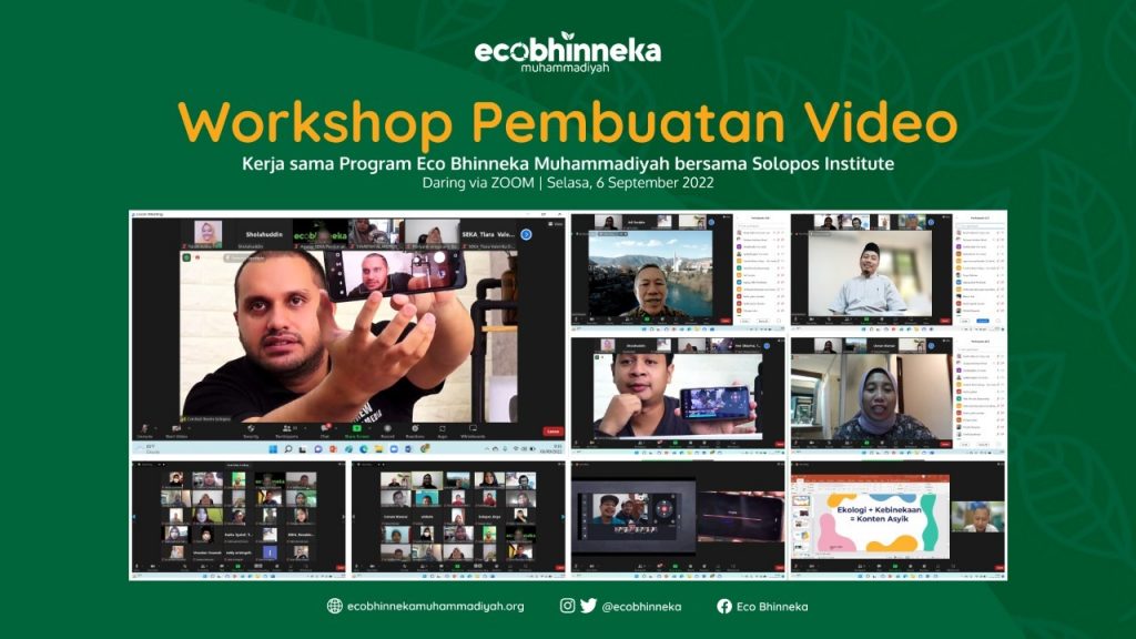 Eco Bhinneka Muhammadiyah menggelar pelatihan merancang proyek pembuatan video (6/9/2022) untuk mendokumentasikan pembelajaran (lesson learned) kegiatan Eco Bhinneka di Ternate, Pontianak, Surakarta, dan Banyuwangi, bersama Solopos Institute (Doc. @ecobhinneka)