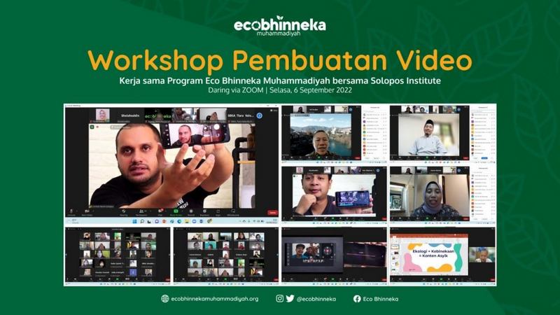 Keterangan: Eco Bhinneka Muhammadiyah menggelar pelatihan merancang proyek pembuatan video (6/9/2022) untuk mendokumentasikan pembelajaran (lesson learned) kegiatan Eco Bhinneka di Ternate, Pontianak, Surakarta, dan Banyuwangi, bersama Solopos Institute (Doc. @ecobhinneka)